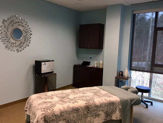 Massage Therapy Room at Living Well Balanced in Raleigh NC